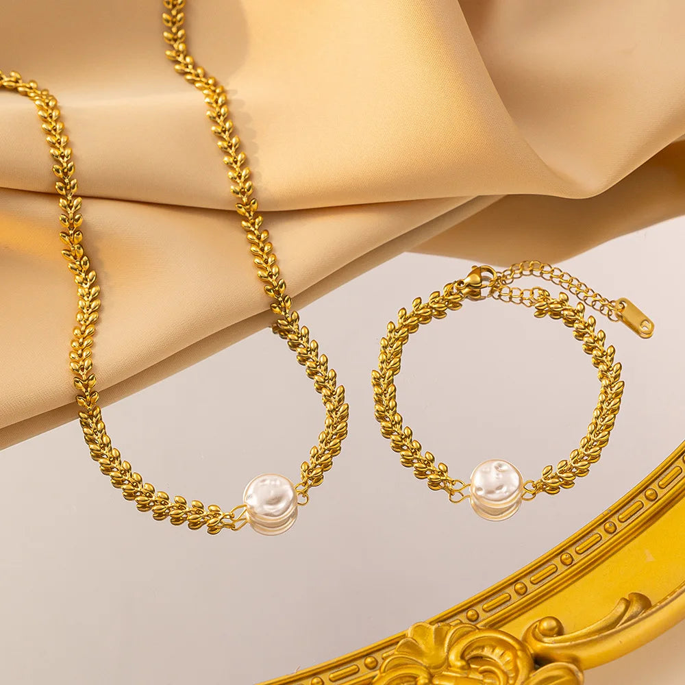 INS Style Pull-out Bracelet Imitation Pearl Bracelet Stainless Steel Bracelet for Girls