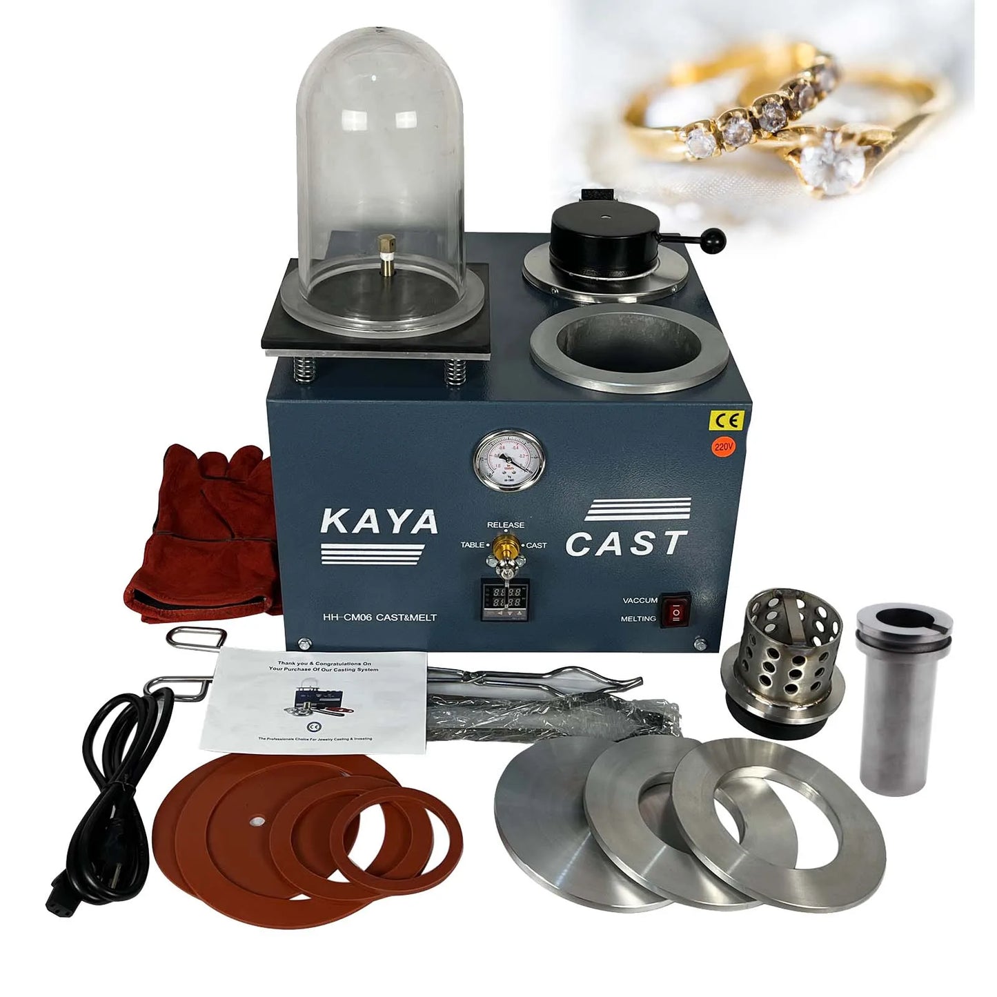 1/2 HP Vacuum Investing Casting Machine 3 CFM Lost Wax Cast Combination 2L Gold Melting Furnace 1/2/3KG Jewelry Tools Equipme