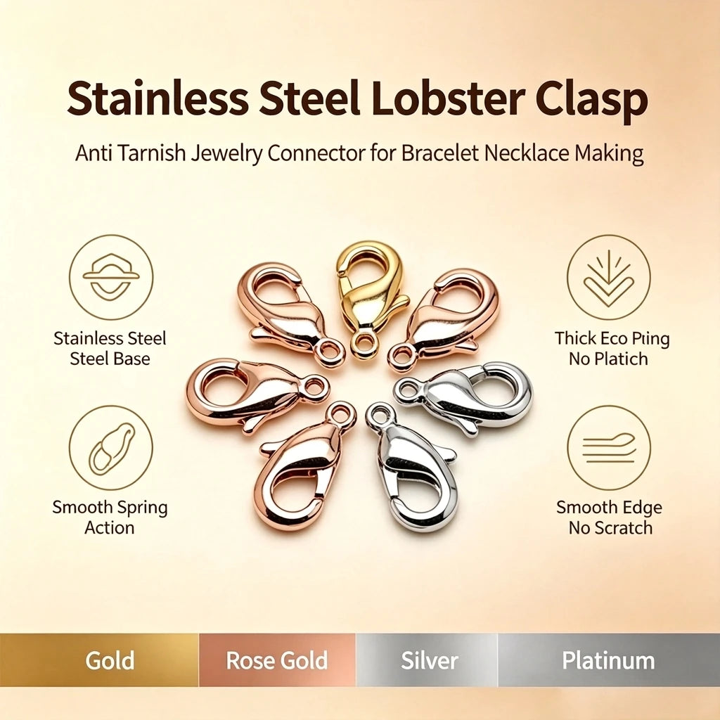 Accessories Diy Jewelry Findings Components Gold Plated Stainless Steel Necklace Bracelet Lobster Clasp Jewelry Making Jiexin