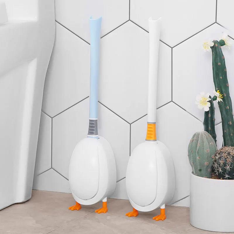 Silicone Bathroom Toilet Cleaning Brush Wall Mounted Hanging Toilet Brush and Holder Set Cute  Toilet Brush
