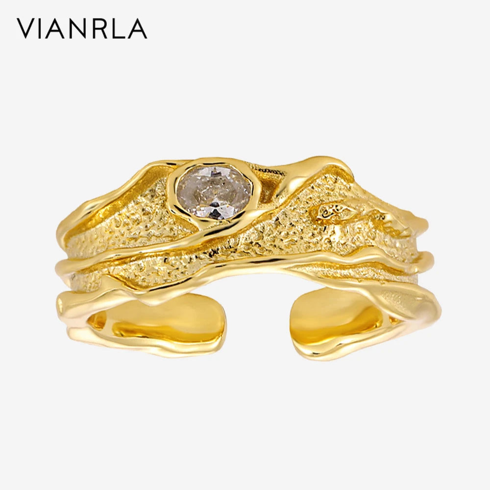 VIANRLA 925 Sterling Silver Jewelry Zircon Ring 18K Gold Ring Support Drop Shipping Daily Jewelry