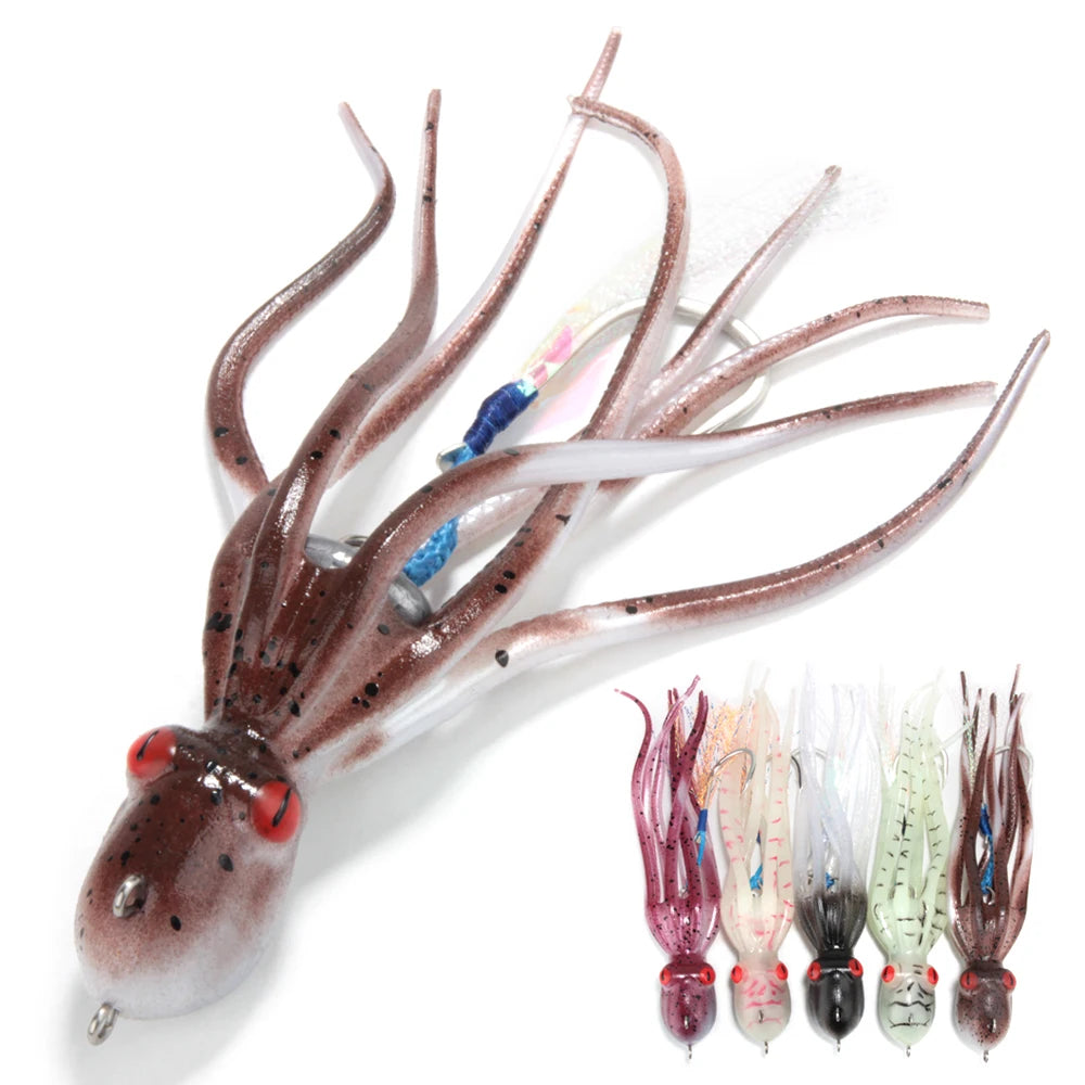Spinpoler 110g 150g 200g TPR Luminous UV-active Octopus Soft Bait Saltwater Fishing Lure Heavy Jigging Hook Artificial Swimba
