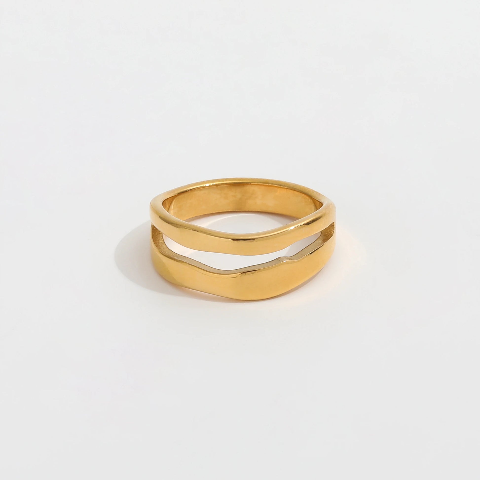 Joolim Jewelry 18K Gold Plated  Stainless Steel Double-layer Mouth Rings for Women Fashion Jewelry