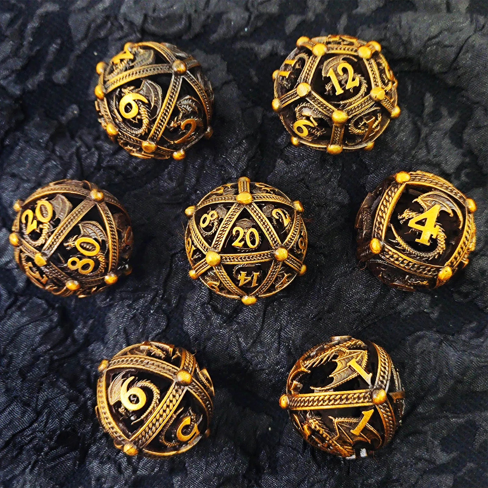 Custom DND Logo Polyhedral Dragon Hollow Dice TRPG Role-Playing Board Game Dice COC Hollow D6 Dice