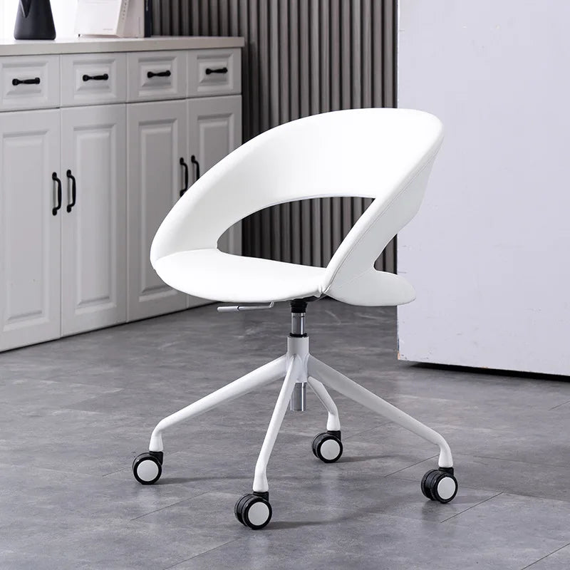 Modern White Pu Leather Home Office Chair Executive Reception Computer Desk Chair