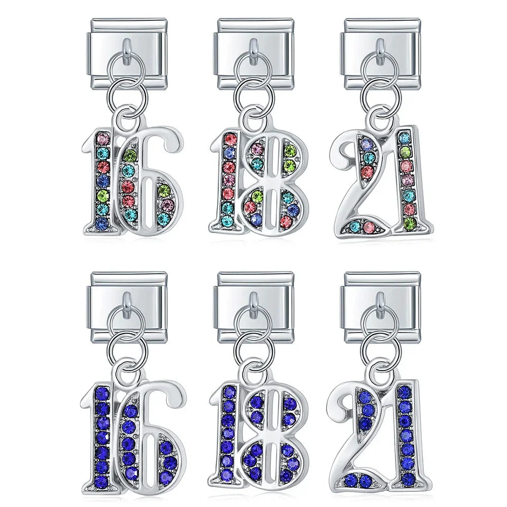 Hapiship Diy Italian Bracelet Charms Link Numeral Stainless Steel Charm Bracelet DIY DJ604