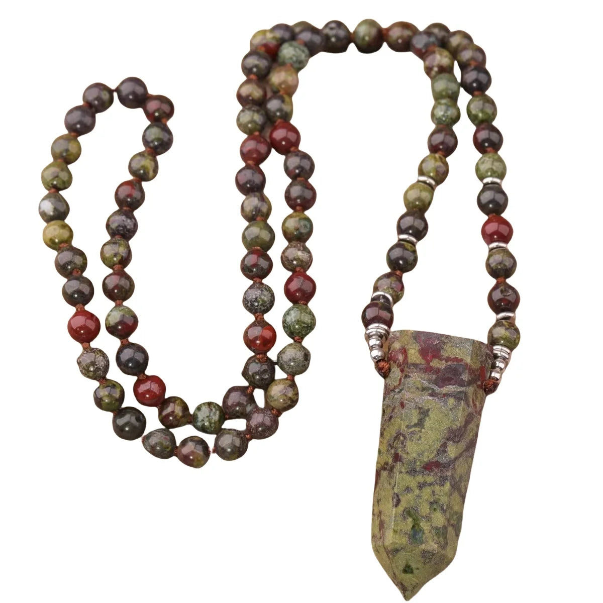 Fashion Dragon Blood Stone Mala Necklace  Handmade  Healing Chakra Necklaces for Unisex Jewelry