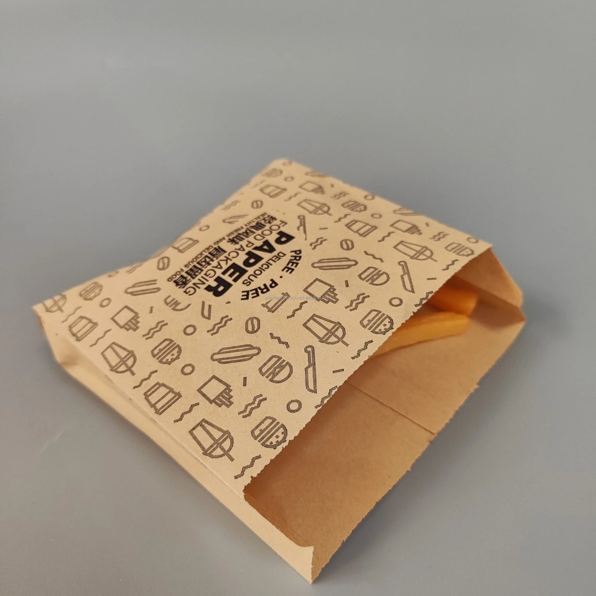 Customized Disposable Kraft Paper Bag Square Bottom and Oil-Proof for Food Packaging for Pizza Milk KFC Takeout Bread