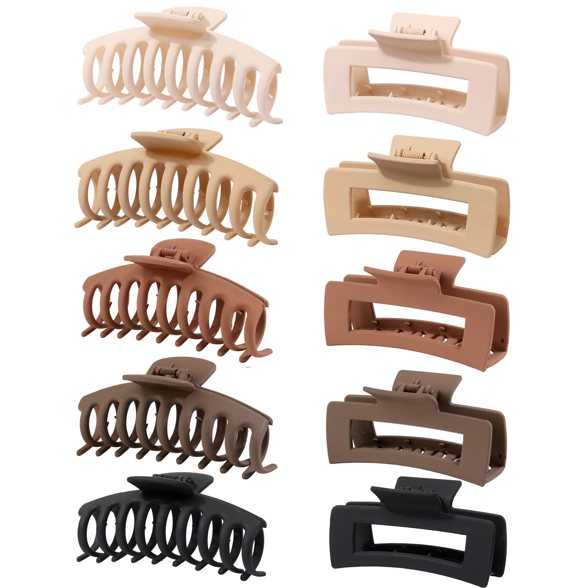 10 Pack Large Size Non-Slip Matte Hair Claw Clips Strong Hold Hairbrush Accessories for Women