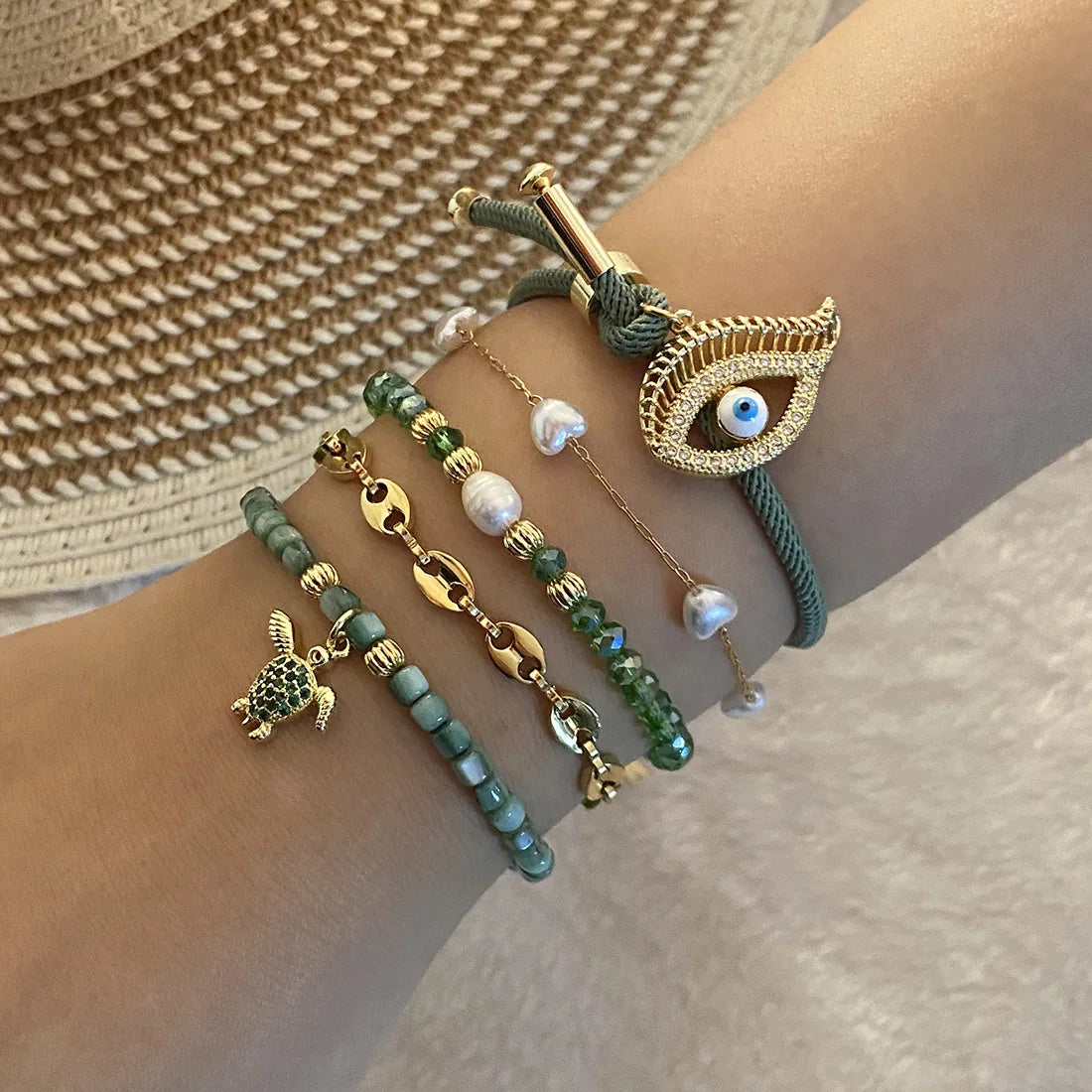 Unique Design Fashion Jewelry Stainless Steel Charms Bracelet Woman Adjustable Shell Beaded Bracelets for Girls