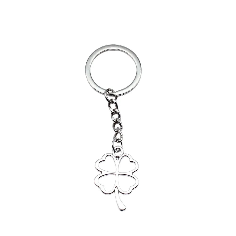 Four Leaf Clover Keychain Metal Plant Key Chains Lucky Keychain Gifts Spiritual Nature Keyring Bag Charm Pendant Clover Keych