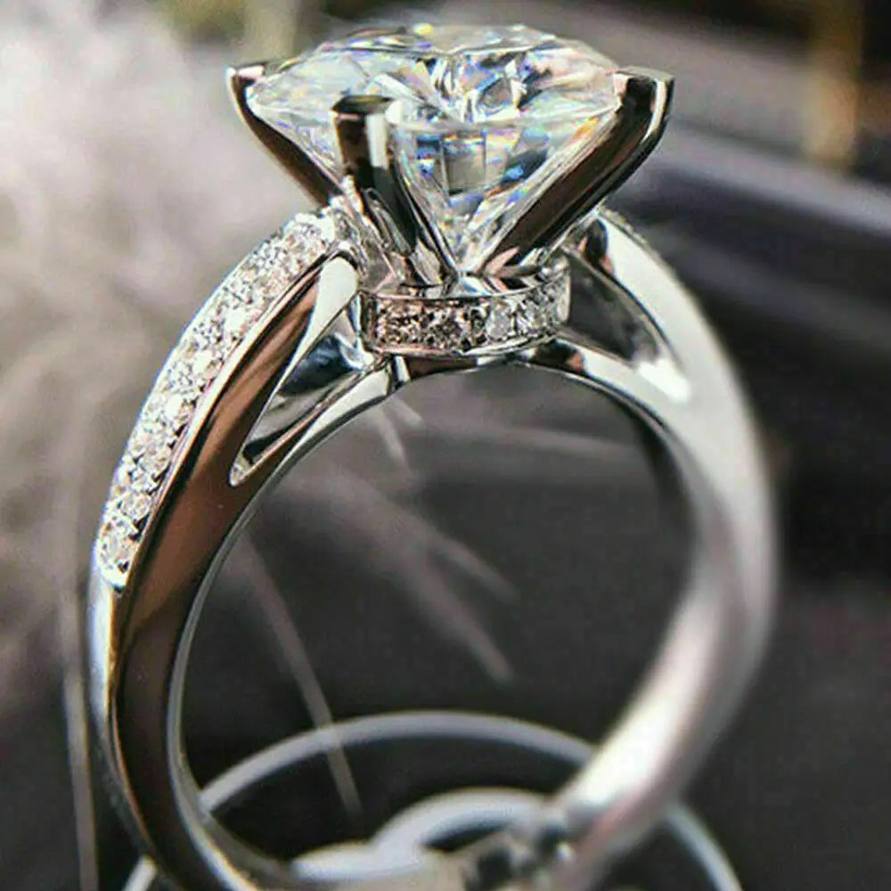 CAOSHI Classic Wedding Engagement Ring for Women Brilliant Cubic Zirconia Silver Plating Crystal Proposal Jewelry Rings