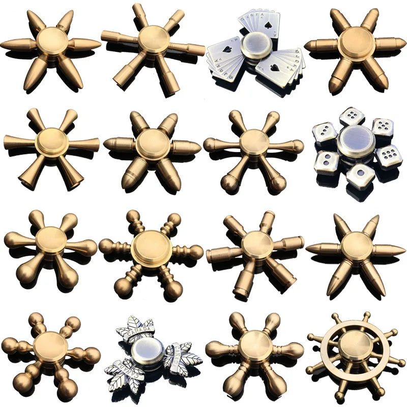 New Pure Copper Gold Bullet Fingertip Gyroscope Metal Brass Spinner Decompression Toys Hand Spinner Finger Gyroscope