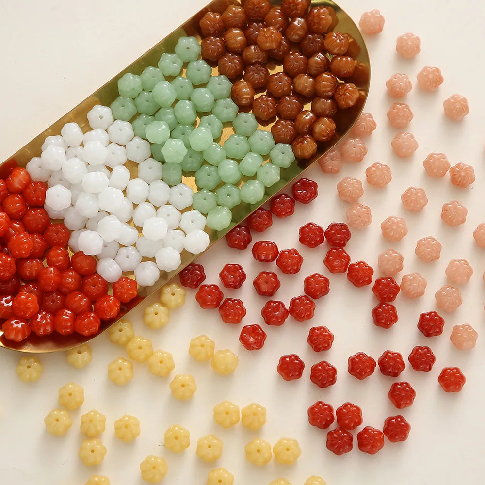 Wholesale 10 mm Pumpkin Shaped Glass Beads Various Colored Crystal Persimmon Beads for Jewelry Making DIY Handmade Bracelets