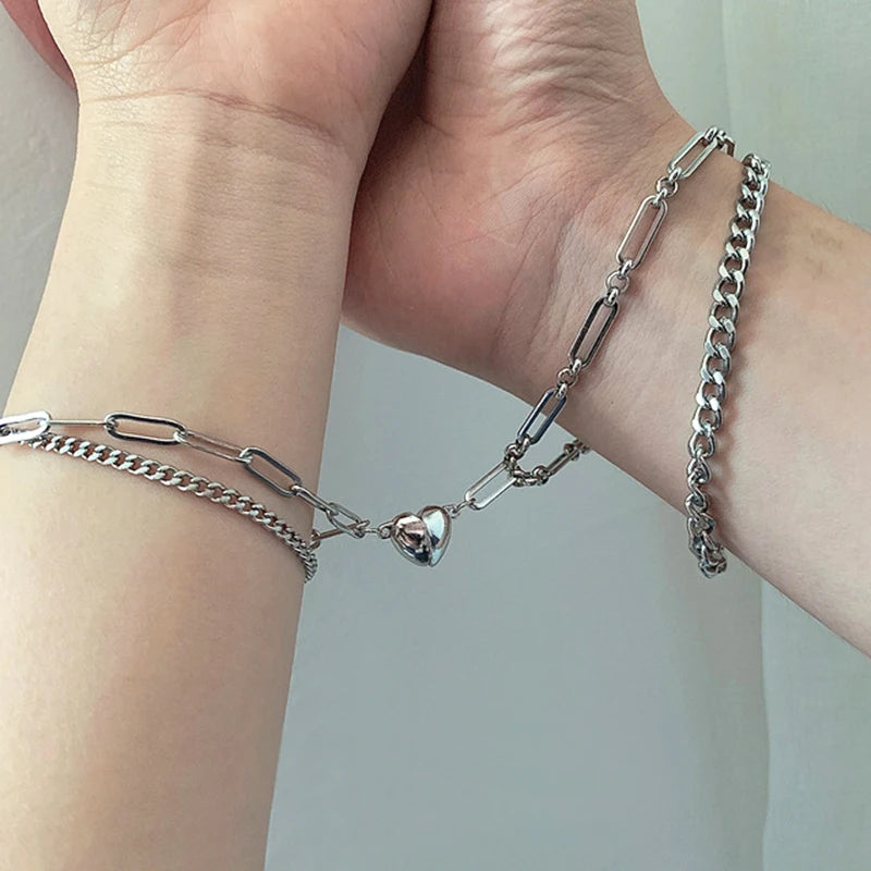Titanium Steel Love Magnet Couple Bracelets Magnetic Bracelet Necklace Punk Hip Hop Lovers Friendship Bracelets Jewelry Chain