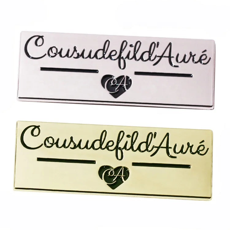 Custom Enamel Letter Metal Handmade Tags Plate Luxury Vintage Zinc Alloy Hardware for Tote Bags Portable Accessory Private La