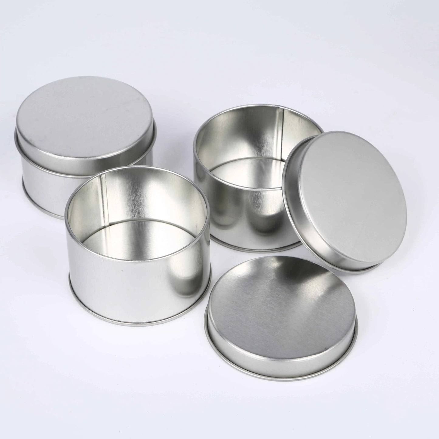 Metal Candle Tin Jars Round Silver Black Gold Fragrance 2oz 6oz 4oz 8oz Candle Tin Box Vintage Tea Metal Cans