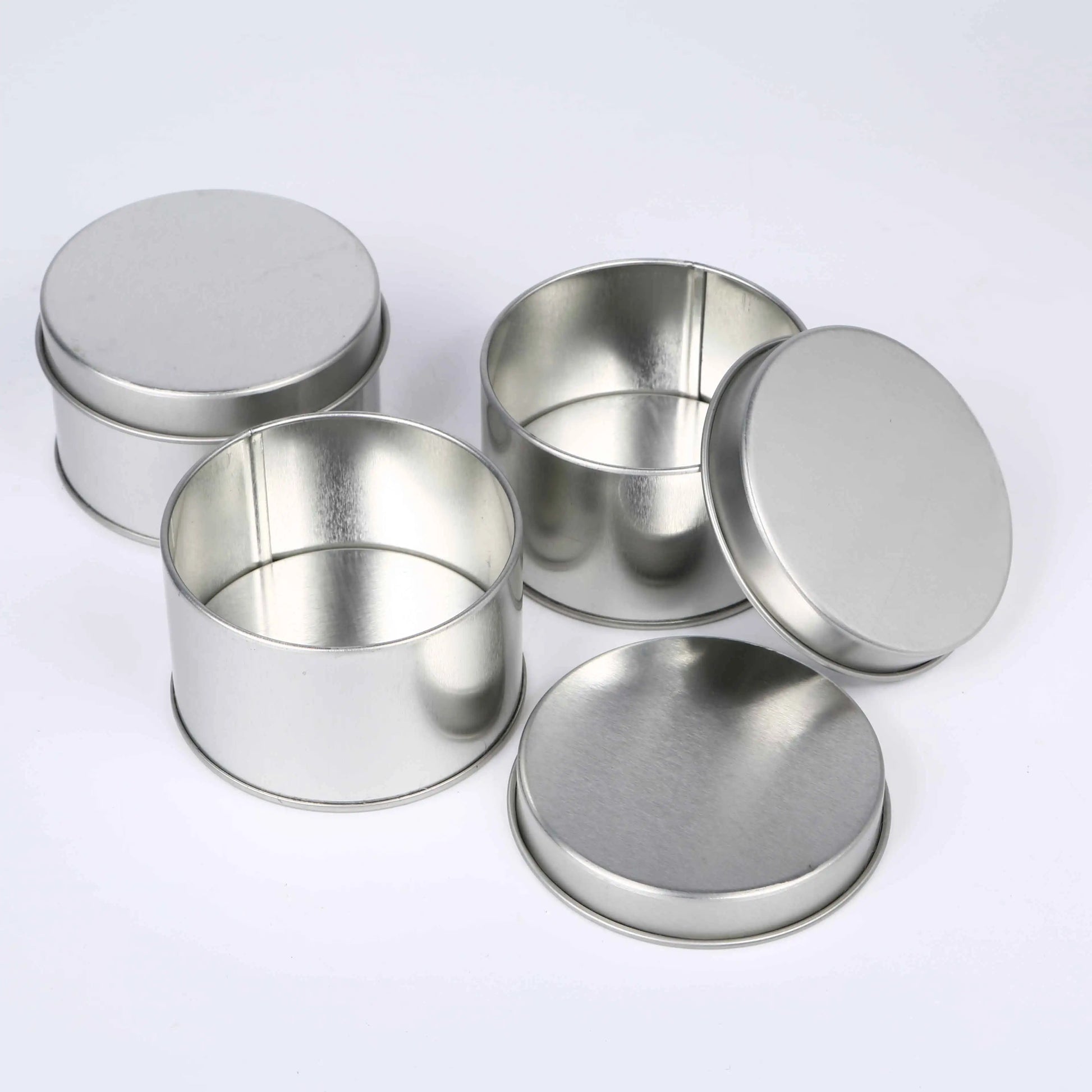 Metal Candle Tin Jars Round Silver Black Gold Fragrance 2oz 6oz 4oz 8oz Candle Tin Box Vintage Tea Metal Cans