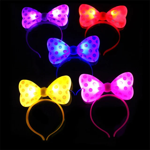 LED Bow Knot Headband with Glow Effect for Graduation Party Supplies Fashion Handmade Hair Accessory