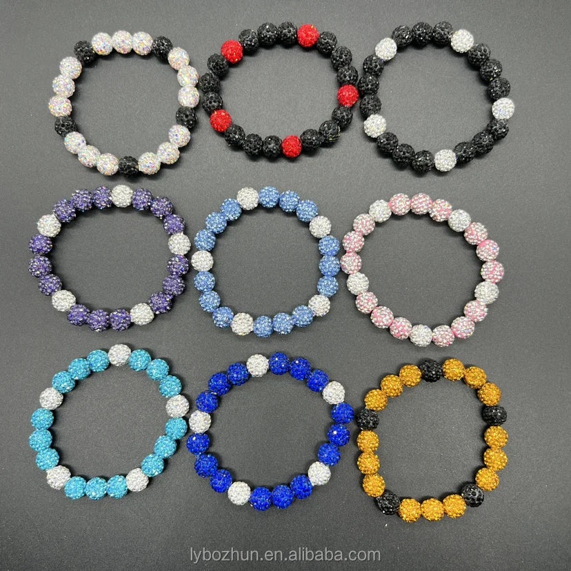 Classic Rhinestone Baseball Inspired Beaded Bracelet for Baseball Team Lovers