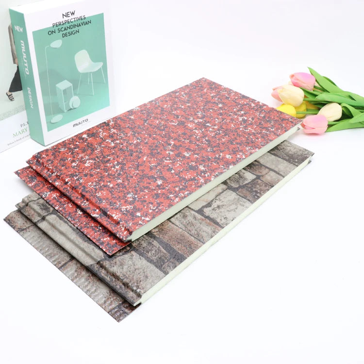 Factory Direct Selling Stone Brick Texture Pu Sandwich Panel Used in Outdoor Insulation Room
