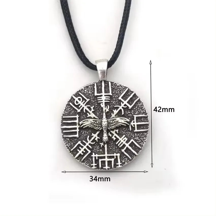 Nordic Animal Amulet Jewelry Odin Raven Vegvisir Compass Retro Nordic Mythology Viking Necklace for Men Women