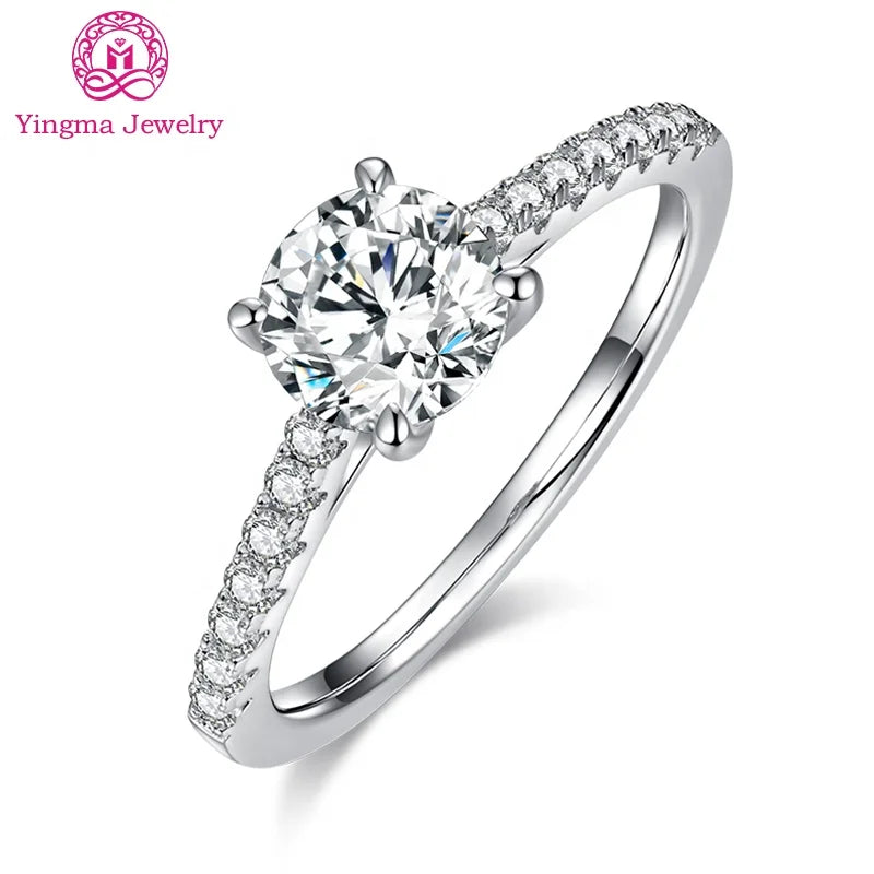 Best 1.0ct 6.5 mm White Color 925 Sterling Silver Wedding Band Ring Mossanite Ladies Jewelry Rings