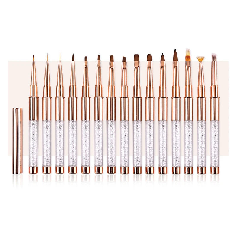 Wholesale Rhinestone Handle Nail Art Design Brushes Set UV Gel 3D Painting Drawing Liner Pen Brush