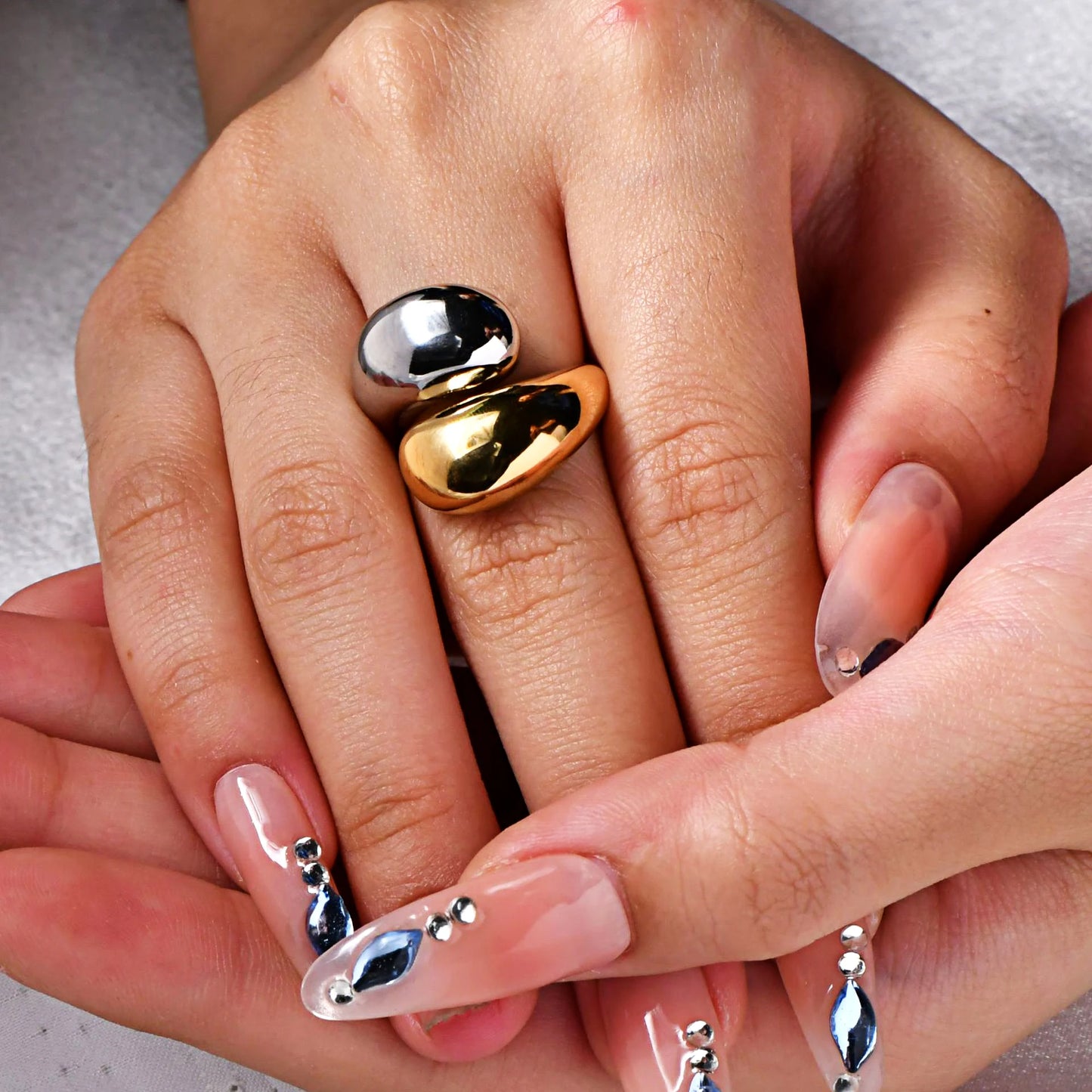 Irregular Niche INS Style Double Color 18K  Waterproof Fashion Rings Stainless Steel Jewelry Women's  Rings for Women Woman
