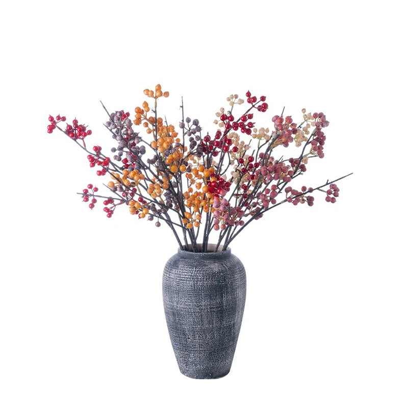 New 4 Fork  Artificial Holly Branches for Christmas Decoration Artificial Foam Flower Berry Other Decoration Flowers
