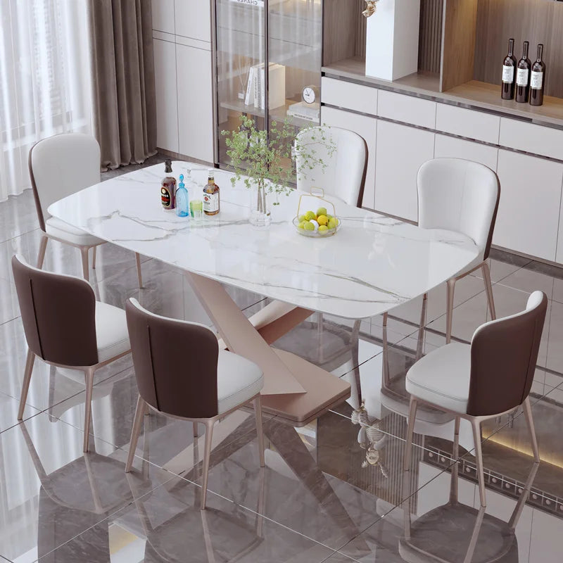 Purple Nordic Modern Luxury Dining Table Stainless Rectangular Dining Table