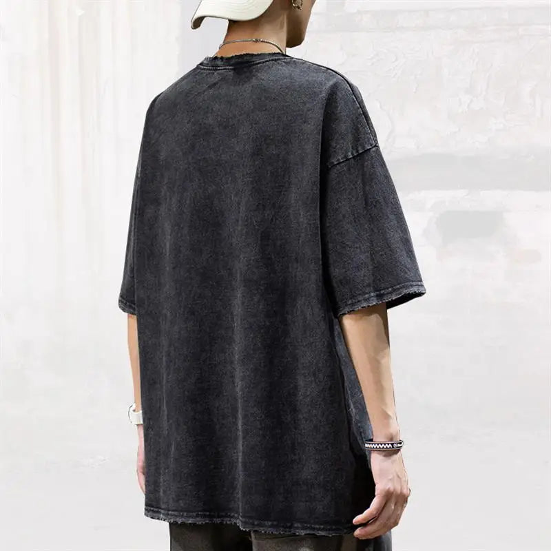 Acid Wash Oem 230g Washed t Shirt Men Oversized Tshirt Vintage Tan Custom Loose Fit T-shirt for Men