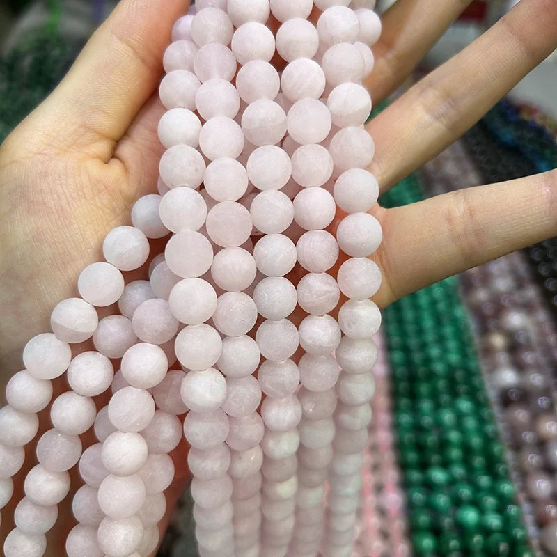 Natural Matte Madagascar Rose Quartz Loose Gemstone Beads Nature Pink Crystal for Jewelry Making 10mm Stone Beads