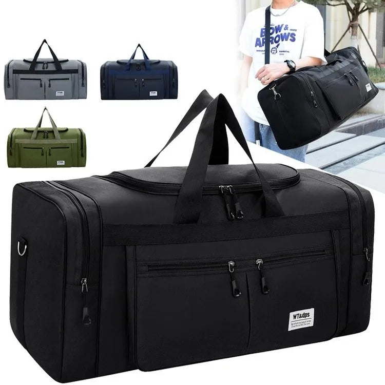 Low Moq Custom Logo Waterproof Travel Duffel Bag 65L Large Capacity Portable Outdoor Casual Weekend Overnight Shoulder Handba