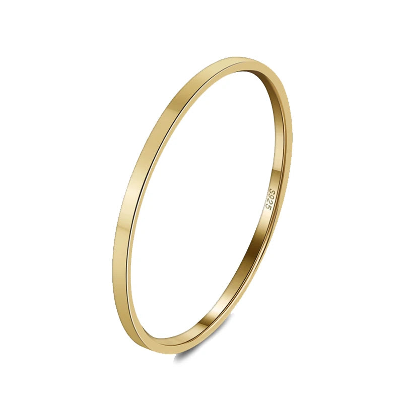 RINNTIN 14k Gold Plated 1mm Simple Finger Ring Smooth Band Thin Ring Customized Fine Jewelry