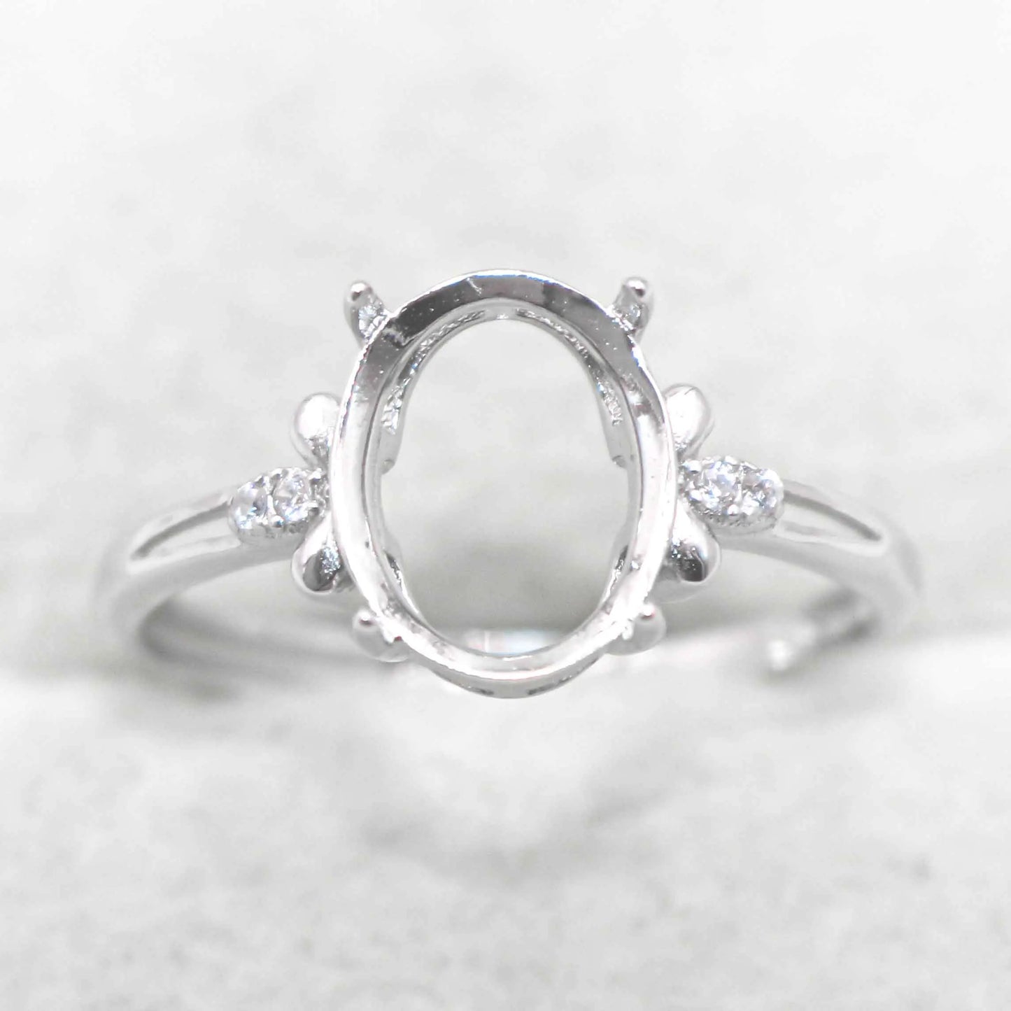 Sterling Silver 8*10mm Semi Mount Ring Empty Frame Blank Support Setting S925 Base Holder Without Center Stone for DIY Inlay