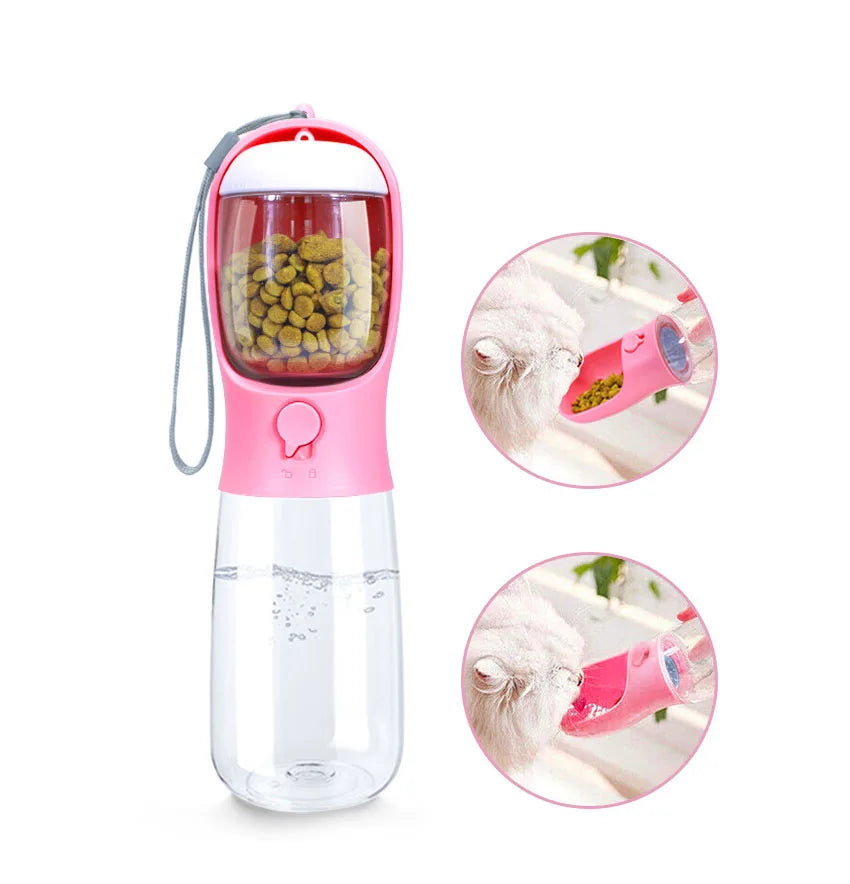 550ml Pet Water Dispenser Dog Bottles Portable 2 in 1 Pet Water Bottle with Food Container