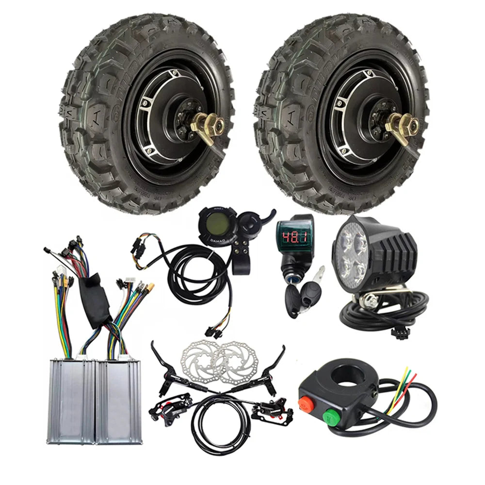 90/65-6.5 11 Inch 48V 60V 1500W Brushless Hydraulic Brake Disc Brake Electric DIY Dual Scooter Hub Motor Conversion Kit