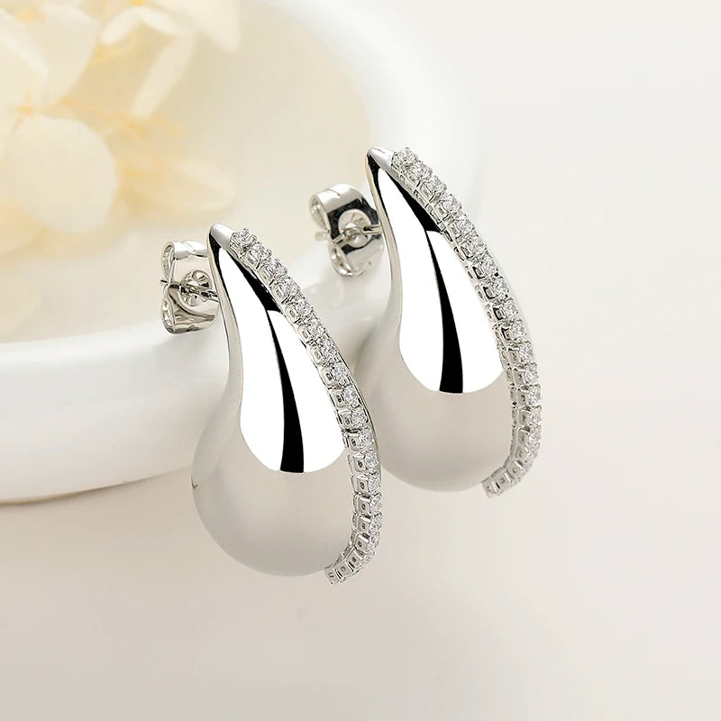 Bisuterias Oro Joyeria Hengdian Wholesale Earrings Women 18k Gold Plated Cubic Zirconia Hoop Earrings for Women Fashion Jewle