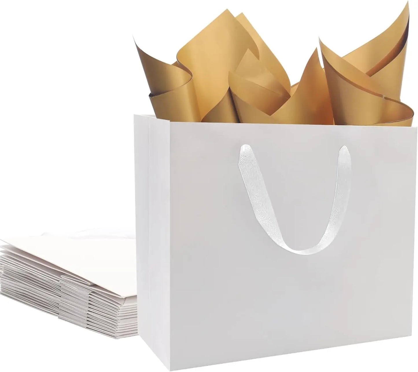 Kraft Cardboard Gift Bags Bulk Customized Size with Tissue Paper Gravure Printed Hand Length Handle for Party