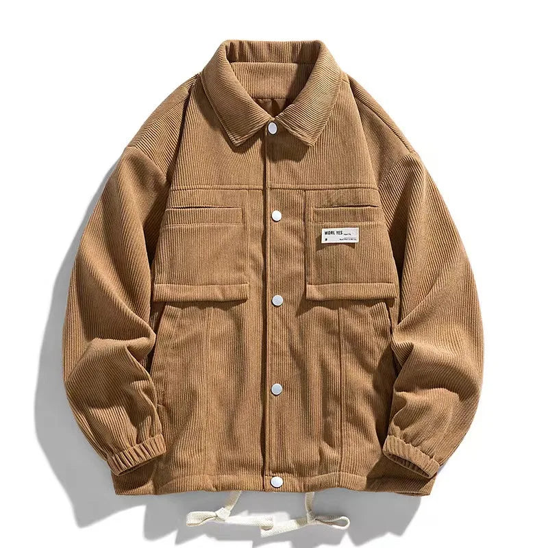 Fashion Overalls Men Spring and Summer New Fashion Brand Baggy Handsome Shirt Jacket Lapel Long Sleeve Clothes
