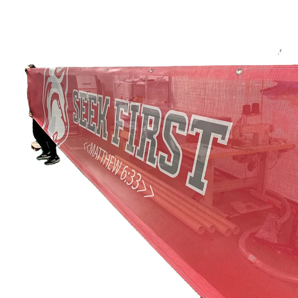Outdoor Custom logo Promotional Flags Banners Mesh Construction Fence Banner Large Format Long Mesh Banner