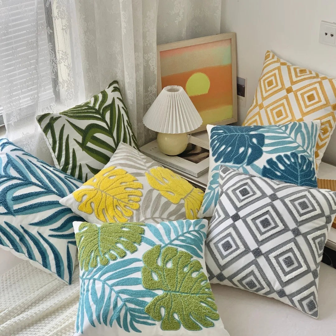 Modern Wholesale Harvest Festival American Green Leaf Flower Multi-Style Embroidery Pillowcase Cushion Cover for Sofa Home De
