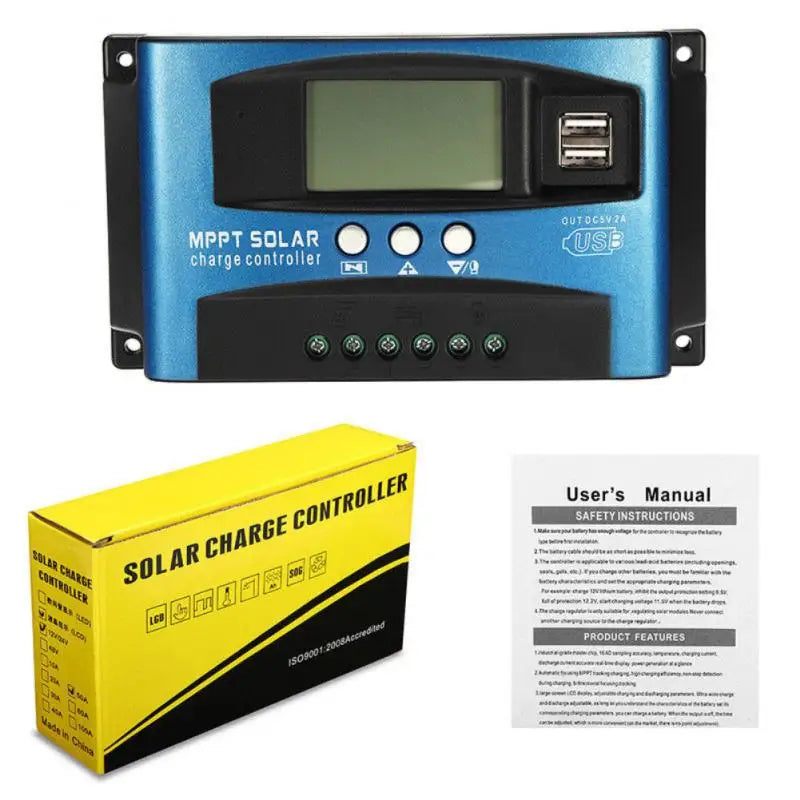 MPPT Auto Focus Smart 30A Solar Controller Large-screen LCD Solar Panels Battery Charge Controller Industrial-grade Adjustabl