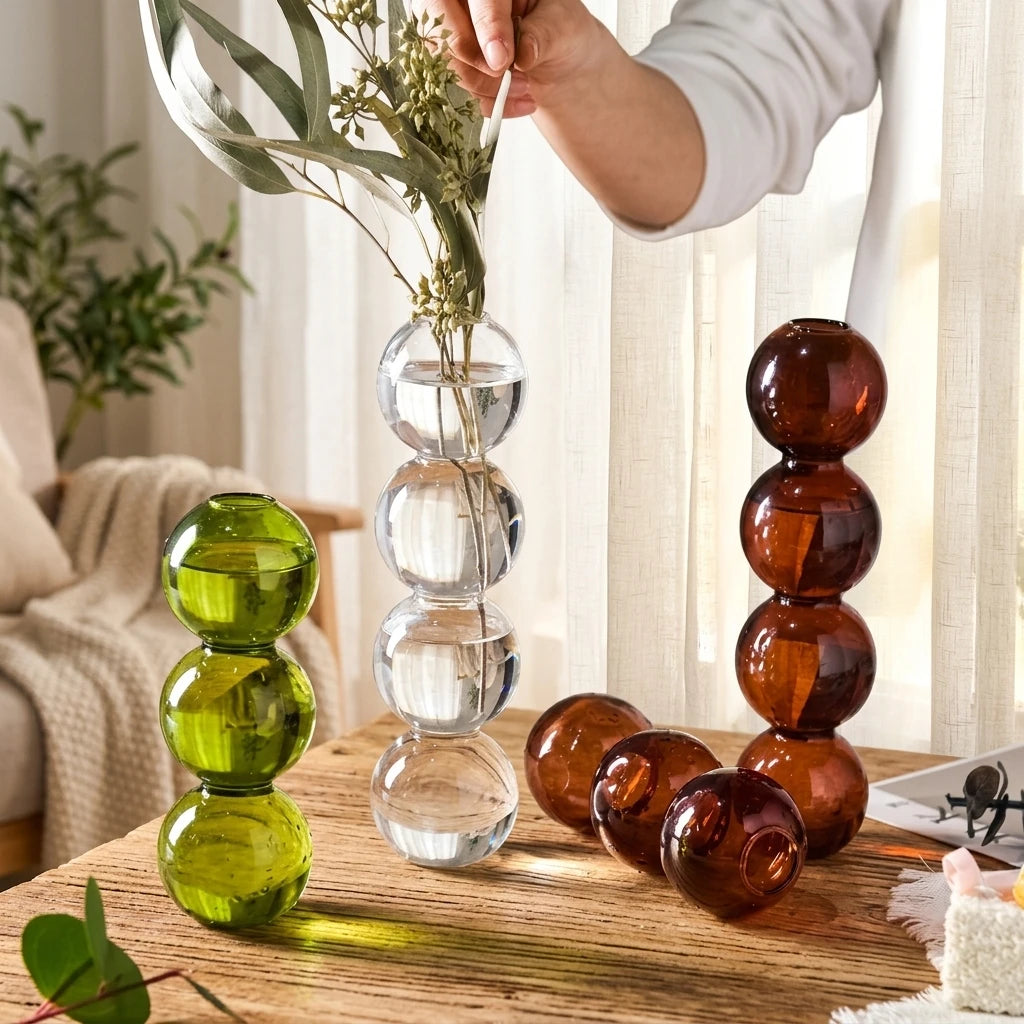 2025 Wedding Desk Decoration Supplies Custom Crystal Glass Vase Unique Valentine's Day Gifts Ball Flower Vase for Planting