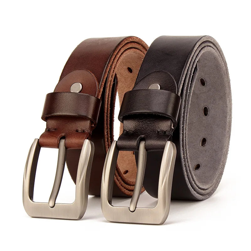 Men's Retro Casual Classic Western Cowboy Style Belt Super Soft Top Layer Cowhide with Alloy for Buckle Washed Look