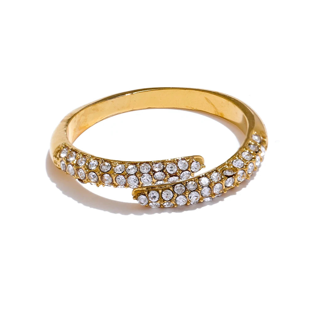 JINYOU 3464 Delicate Bling Cubic Zirconia Ring Rust Proof Trendy Stainless Steel Ring for Women Fashion Jewelry Accessories