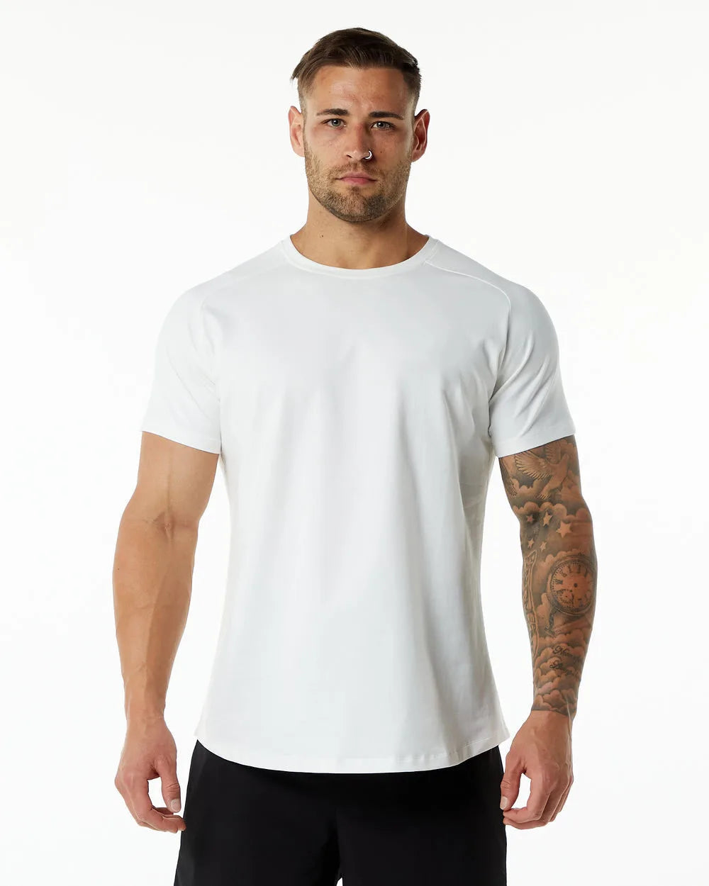 Men's Cotton Spandex Gym Active T-shirt Muscle Fit Quick Dry Workut Shirts Sports Athletic  Custom T Shirts