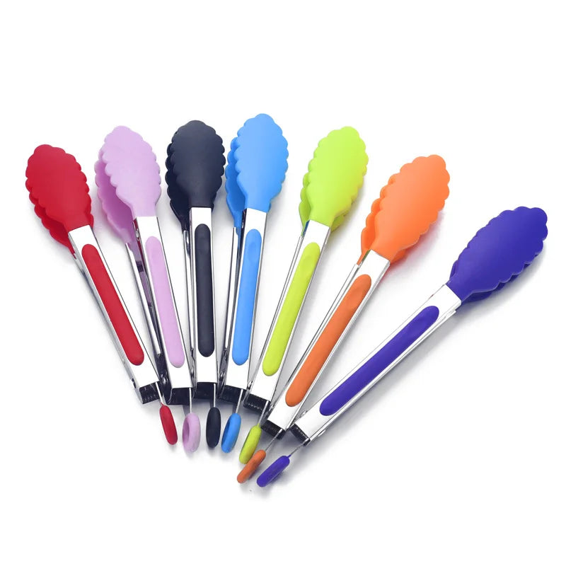 Hot Sale Silicone Kitchen Tongs Stainless Steel Nonstick Kitchen Clips for BBQ Cooking Food Delivery