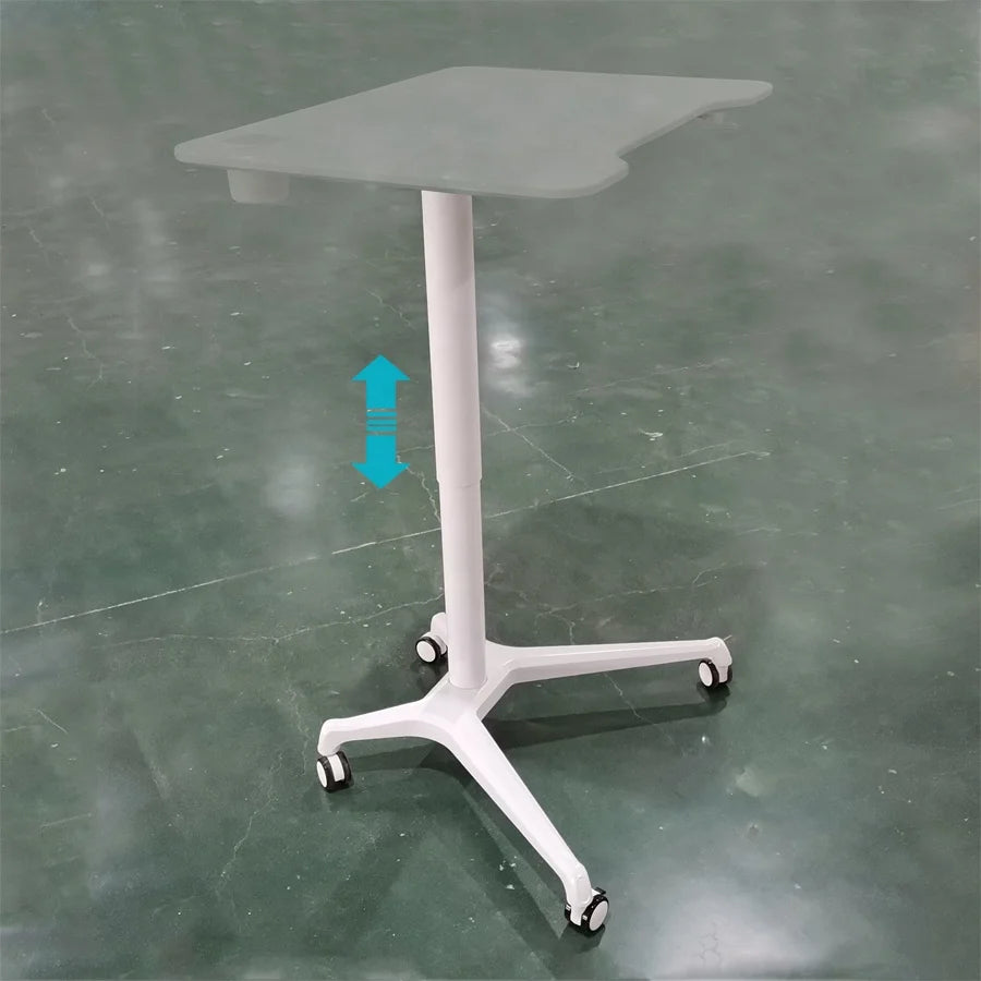 High Quality Alu Material Ergonomic Pneumatic Gas Lifting Office Desk Modern Design Single Leg Height Adjustable Sit Stand De